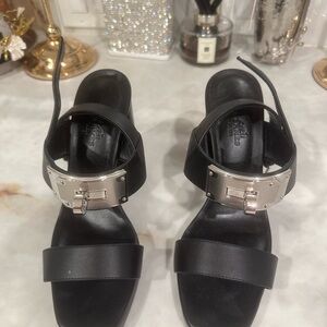 Hermes Black Sandals with Silver Accents